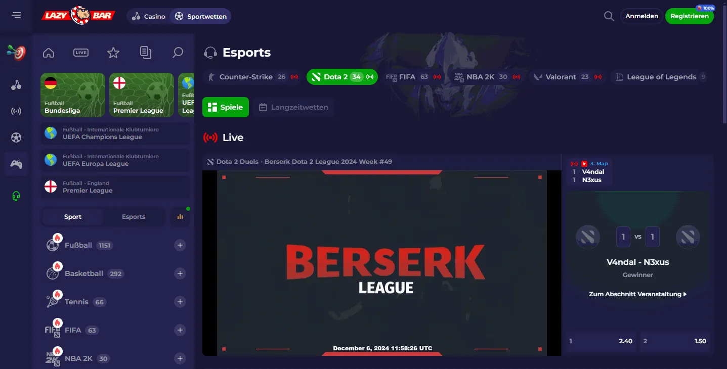 LazyBar eSport Wetten