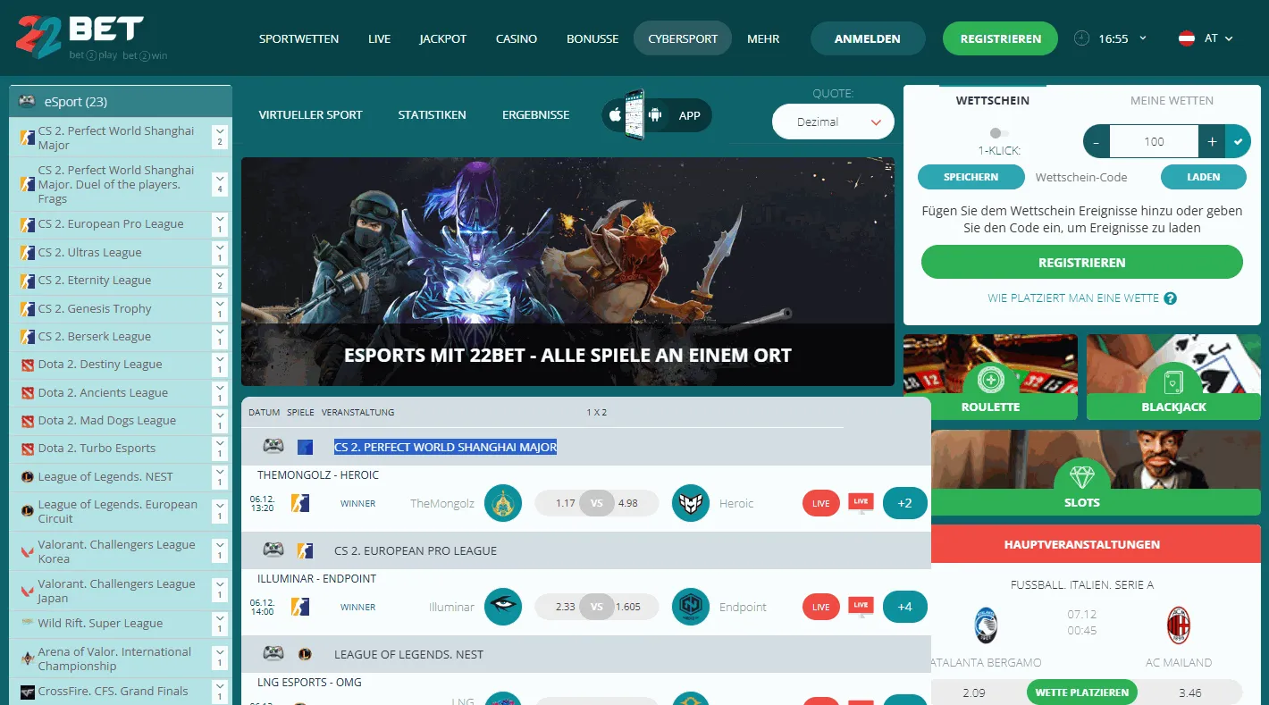 22Bet Online Casino Webseite 22Bet Casino Startseite